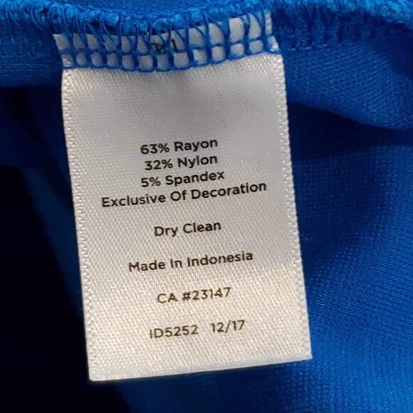 Talbots Dress Women's Size 10 Blue Short Sleeve Embroidered Ponte Knit - Picture 7 of 9